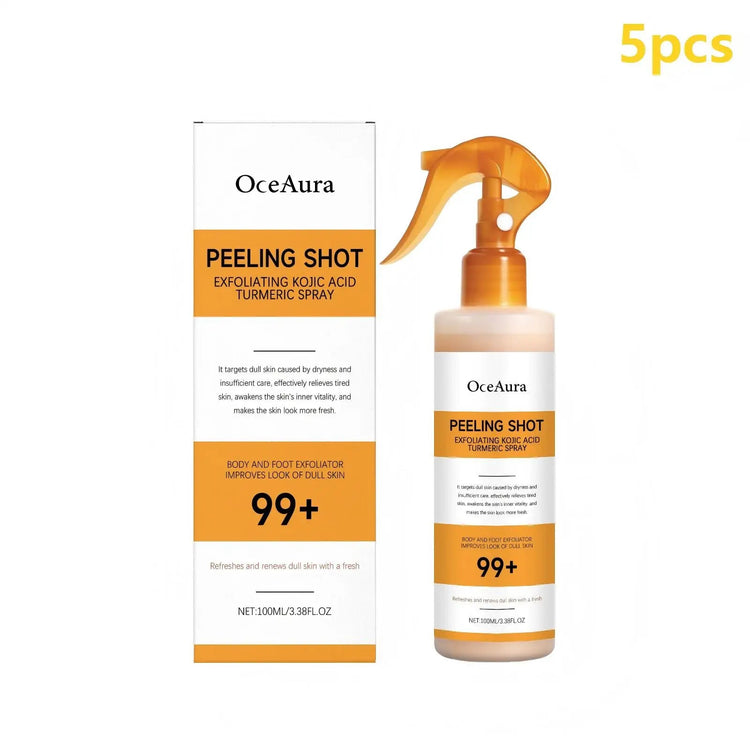 OceAura Peel Shot Kojic Acid Turmeric Spray Moisturizing Skin Brightening AHA PHA Nicotinamide Scrub Body Exfoliant Spray 100ml Khamik Shop Online