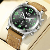 LIGE Casual Outdoor Quartz Man Watch Fashion Sport Waterproof Luminous Auto Date Leather Strap Wristwatch for Men Male Gifts Box Khamik Shop Online