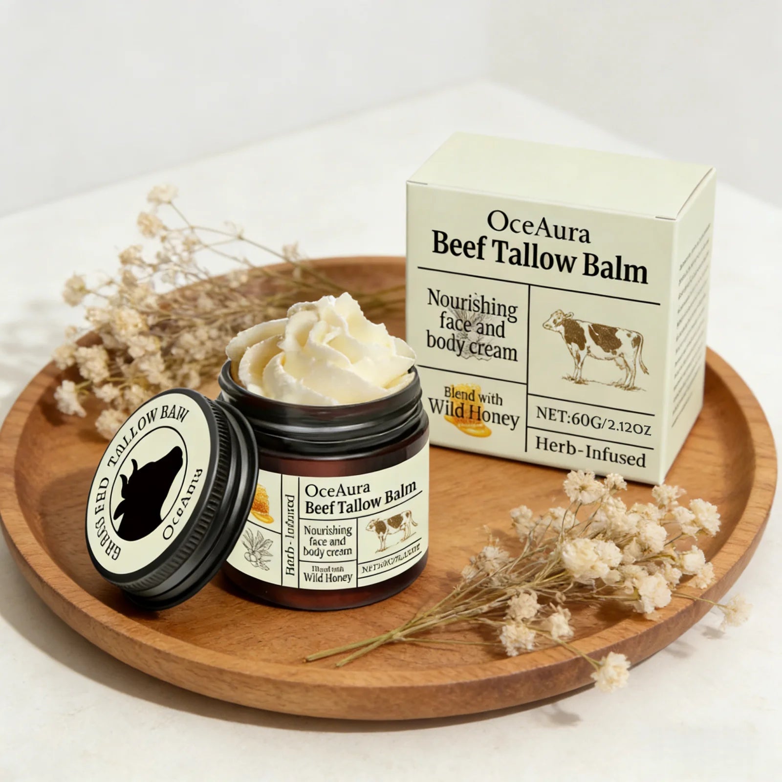 Beef Tallow Balm Deep Moisturizing Nourishing Brightening Skin Long-Lasting Fragrance Refreshing Care Face Body Lotion