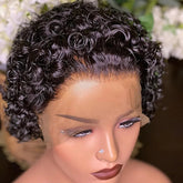 Pixie Cut Wigs Human Hair Short Curly Lace Front Human Hair Wigs Brazilian 13x4 Transparent Lace Wigs Water Wave Bob Wig Khamik Shop Online