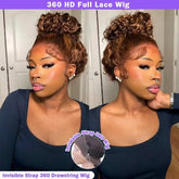 Highlight Ombre Hidden Strap 360 Drawstring Wigs Human Hair Pre Plucked Pre Bleached 260 Density Deep Wave Full Lace Frontal Wig Khamik Shop Online