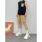 Men Patch Pocket Sleeveless Tank Top Loose Ice Silk Shorts Set Trendy Casual Summer Two Piece Outfit Khamik Shop Online