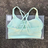Solid Color Soft Cross Back Women Fitness Bra Tights Yoga Vest High Strength Shockproof Gym Sports Top Push Up With Chest Pad Khamik Shop Online