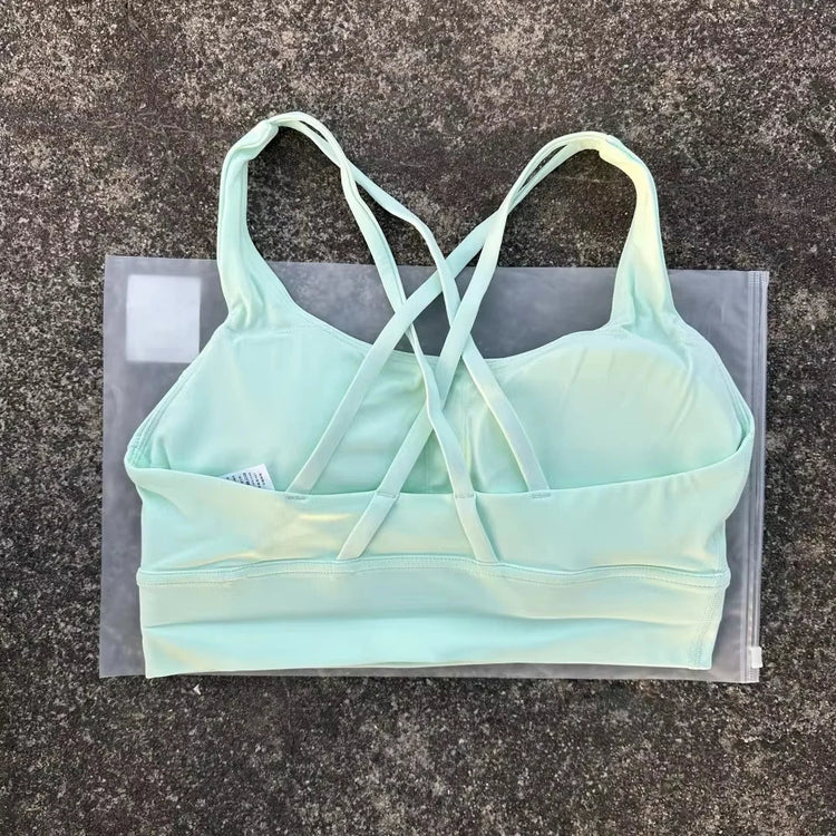 Solid Color Soft Cross Back Women Fitness Bra Tights Yoga Vest High Strength Shockproof Gym Sports Top Push Up With Chest Pad Khamik Shop Online
