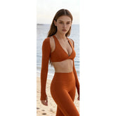 Nude Feel Yoga Long Sleeve Set For Women Pullover Quick-Dry Compression Shirt Outdoor Fitness Activewear Woman Sports Sets Khamik Shop Online