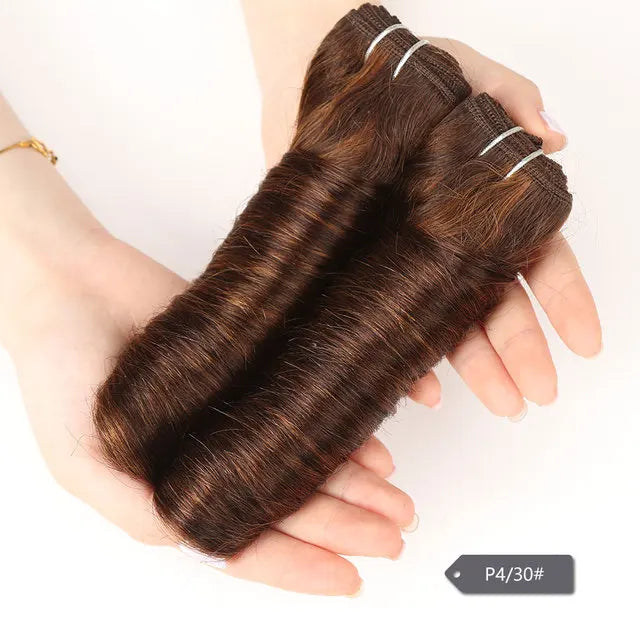 Sleek Double Drawn Loose Wave Color P4/27 P6/27 P1B/30 P4/30 Brazilian Remy Human Hair Bundles 1Pcs Hollywood Wave Hair Bundles Khamik Shop Online