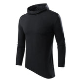 Men Solid Casual Hooded Long Sleeve T Shirt Soft Cotton Irregular Hem Daily Outdoor Top S 3XL Khamik Shop Online