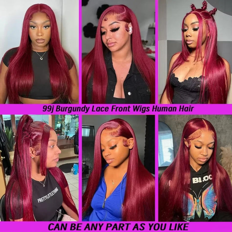 99J Burgundy Colored Human Hair 13x6 Transparent HD Lace Front Wig 40 42 Inches Brazilian Remy Hair Pre Plucked 13x4 Lace Frontal Wig For Women Khamik Shop Online
