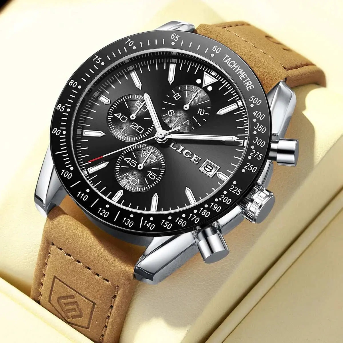 LIGE Retro Fashion Outdoor Quartz Man Watch Military Classic Clocks Casual Sports Leather Belt Waterproof Auto Date Watches Male Khamik Shop Online