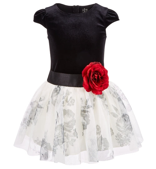 Pink Violet Little Girls Floral Print Mesh Dress Amber Chrysippus