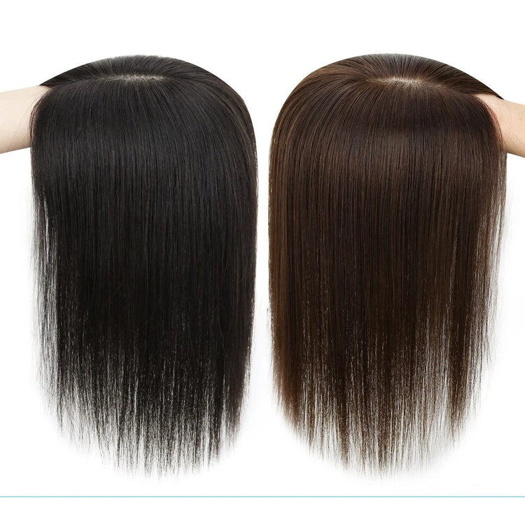 Human Hair Topper Silk Base Great Coverage for Thinning Hair or Hair Loss 9x13cm Silk Top Hair Topper with Clips Breathable Khamik Shop Online