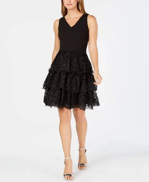 Julia Jordan Tiered Lace Fit Flare Dress Amber Chrysippus