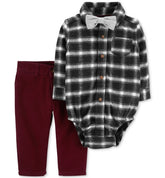 Carters Baby Boys Plaid Cotton Bodysuit Pants Bowtie Set Amber Chrysippus