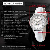 PAGANI DESIGN Women Quartz Watch Mop Dial Diamond Bezel Moon Phase Week Date Multi-function 50M Waterproof White Leather watch Khamik Shop Online