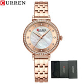 CURREN Top Brand Ladies Simple Fashion Quartz Watch Stainless Steel Classic Elegant Diamond Waterproof Ladies Watch Reloj Mujer Khamik Shop Online
