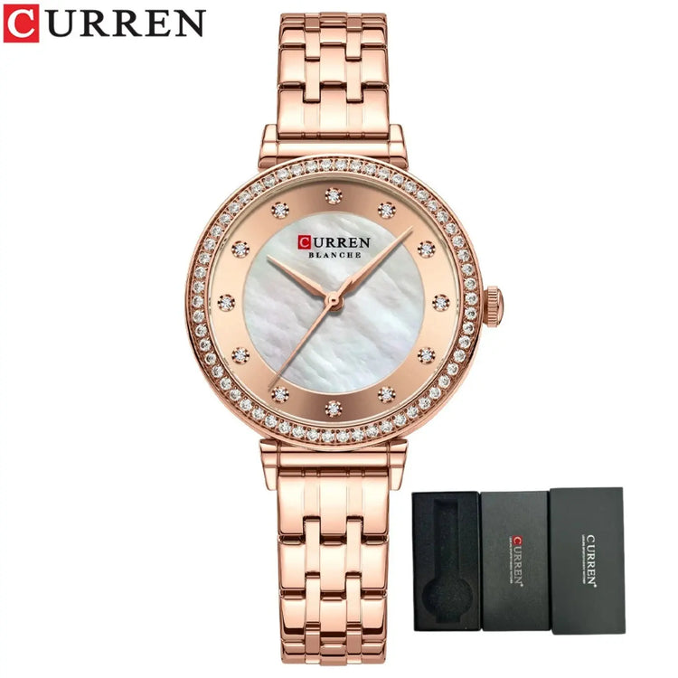CURREN Top Brand Ladies Simple Fashion Quartz Watch Stainless Steel Classic Elegant Diamond Waterproof Ladies Watch Reloj Mujer Khamik Shop Online