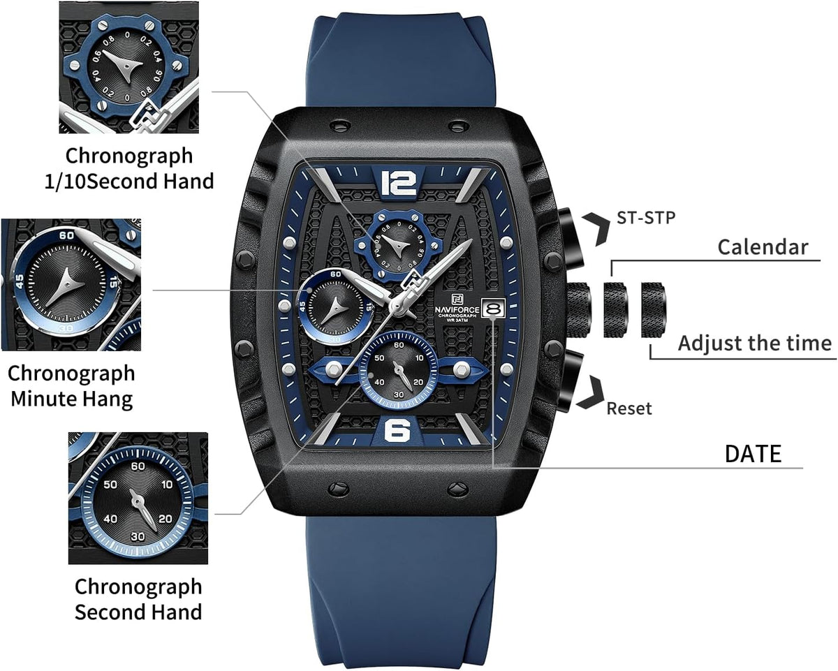Men Quartz Watch Auto Date Week Business Dress Analog Wrist Watches