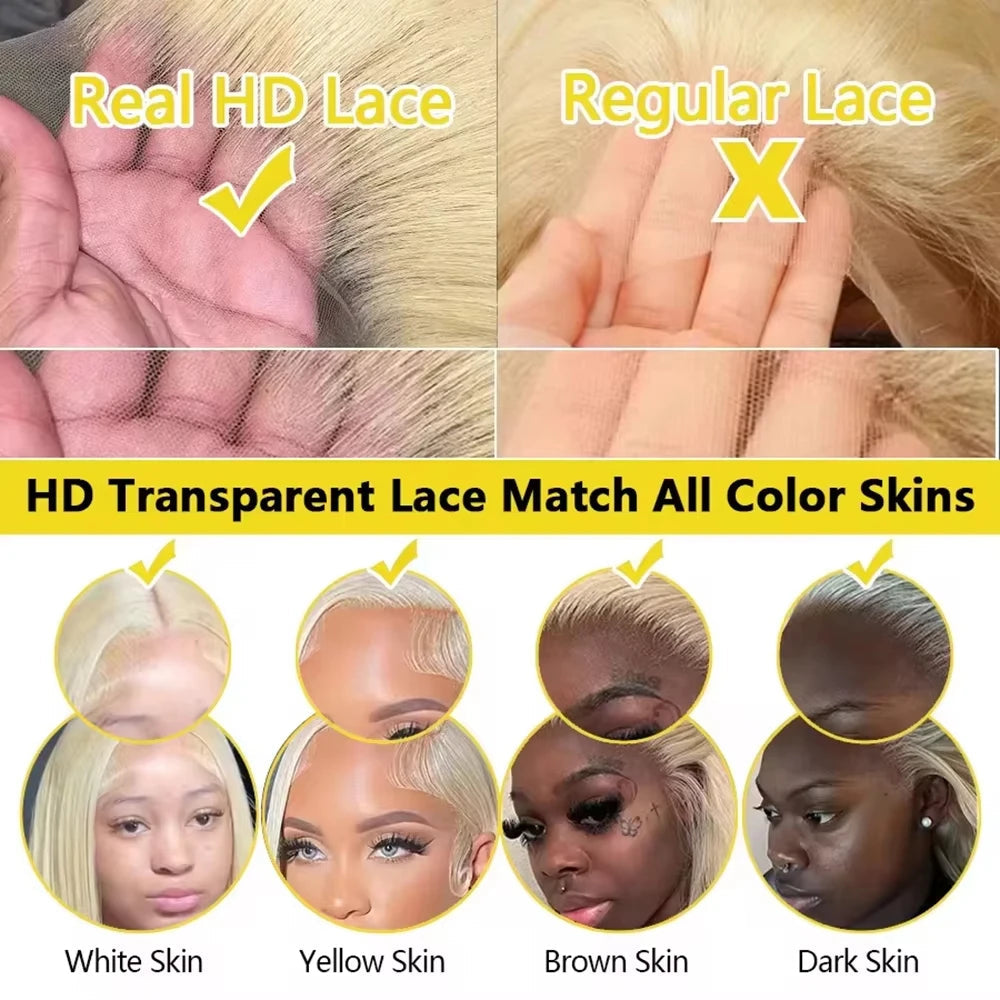 613 Blonde Human Hair Wig HD Lace Front Pre Plucked Natural Hairline Straight Blonde Lace Frontal Wig for Women 13x4 13x6 4x4 Khamik Shop Online
