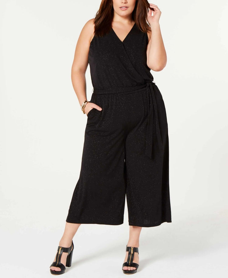Michael Michael Kors Plus Size Wide Leg Glitter Jumpsuit Amber Chrysippus