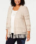 Style & Co Plus Size Fringe Lacy Knit Cardigan Amber Chrysippus