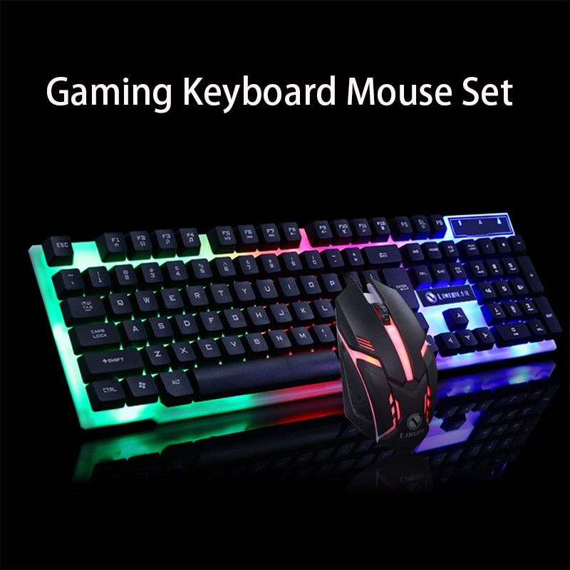 Gaming Keyboard Mouse Glowing Set White Eucalyptus