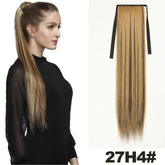 Straight Long Ponytail Extensions 22inch Natural Black Wrap Around Synthetic Hair Piece Pony Tail Hair Hairpieces for Women Girl Khamik Shop Online