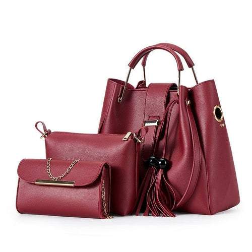 Three-Piece Fashion Casual Messenger Bag For Women Maroon Asteria