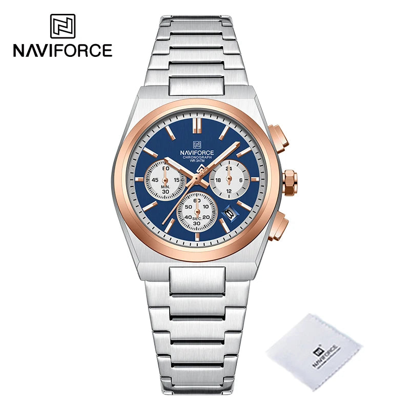 Trend Brand Stainless Steel Couple Watch Quartz Date Display Chronograph for Lovers Waterproof Fashion Wild Wristwatch