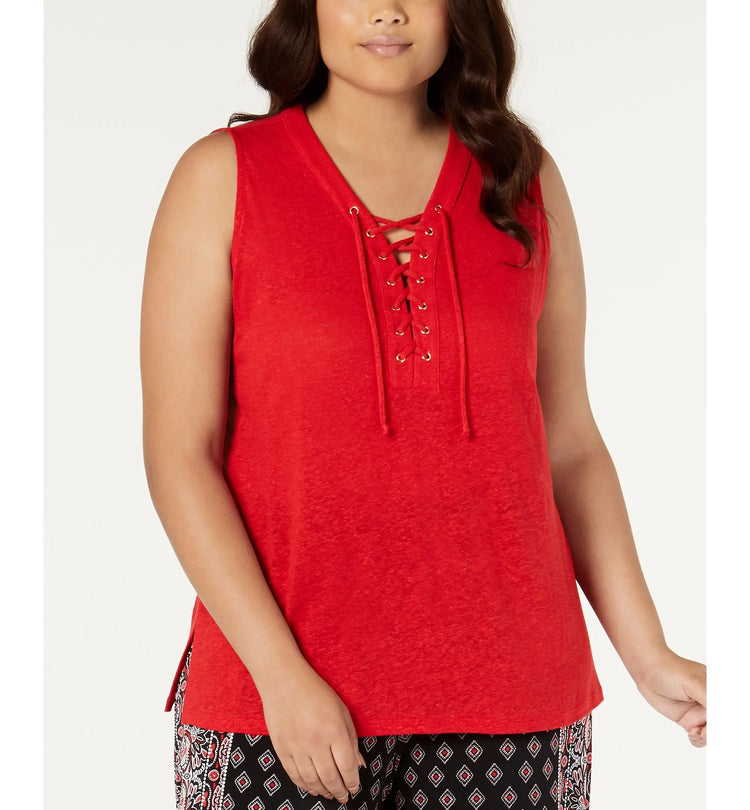 Plus Size Lace Up Tank Top Amber Chrysippus