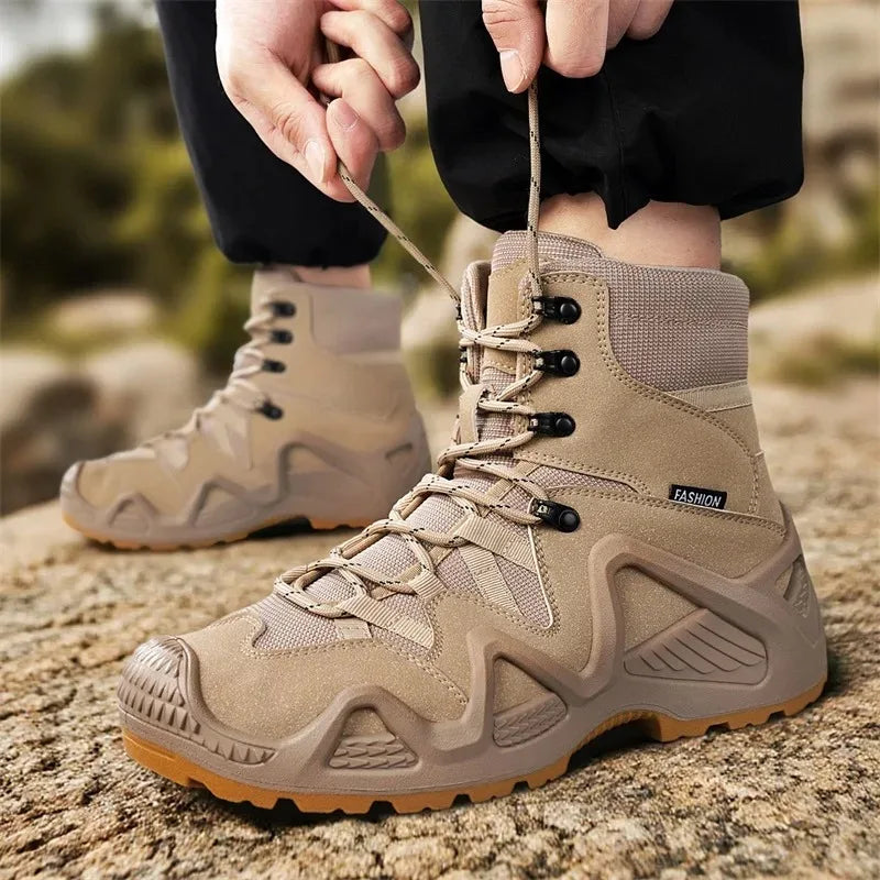 Men Tactical Boots Lace Up Brand Ankle Hiking Shoes Desert Work Boot Waterproof Size Plus Unisex Climbing Shoes Khamik Shop Online