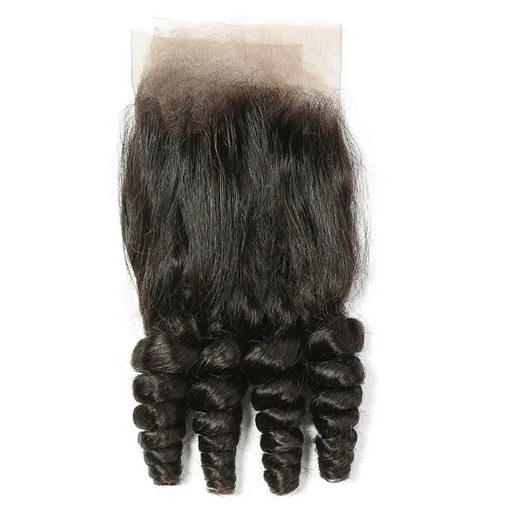 10A Grade Brazilian 3/4 Funmi Hair Human Hair bundles with 4x4 Closure Cerise Alfie