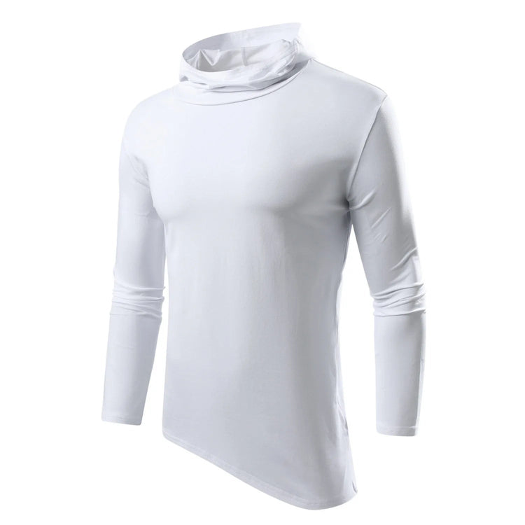 Men Solid Casual Hooded Long Sleeve T Shirt Soft Cotton Irregular Hem Daily Outdoor Top S 3XL Khamik Shop Online