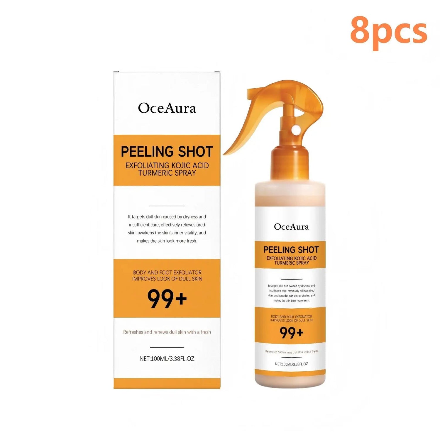 OceAura Peel Shot Kojic Acid Turmeric Spray Moisturizing Skin Brightening AHA PHA Nicotinamide Scrub Body Exfoliant Spray 100ml Khamik Shop Online