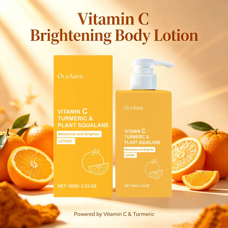 OceAura Vitamin C Brightening Body Lotion Deep Moisturizing Dullness Improving Gentle Exfoliating Even Tone Skin Care Cream 100g Khamik Shop Online