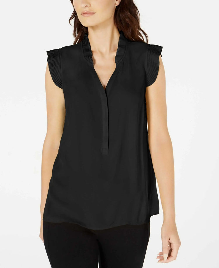 Alfani Petite Pleated Trim Top Amber Chrysippus