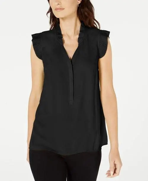 Alfani Petite Pleated Trim Top Amber Chrysippus