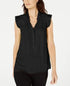 Alfani Petite Pleated Trim Top Amber Chrysippus