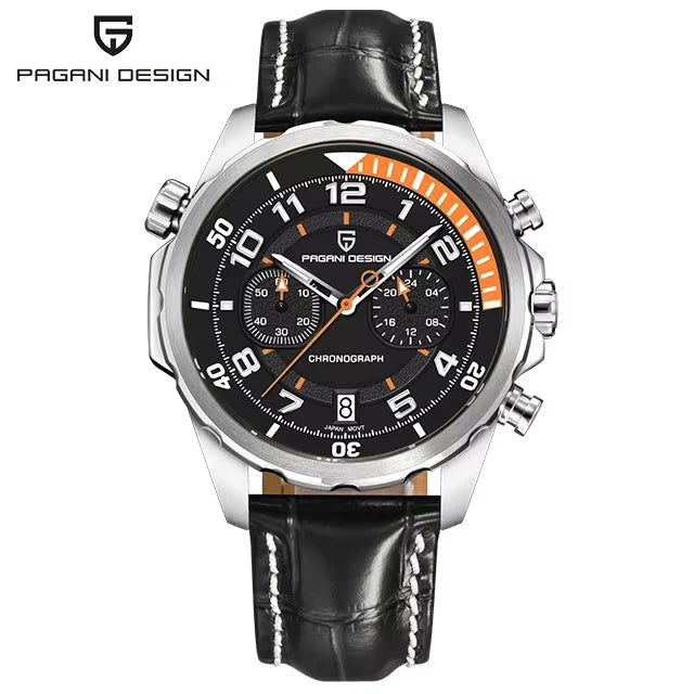 PAGANI DESIGN Classic Leather Men Watch Japan VK64 Movement Quartz Wristwatch Top Brand Sports Waterproof Watches for Men&