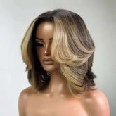 Bob Wig Human Hair Honey Blonde Highlights Layered Wig With Face-Framing Bangs Short 5X5 Hd Lace Closure Wigs For Women 12 Inch Khamik Shop Online