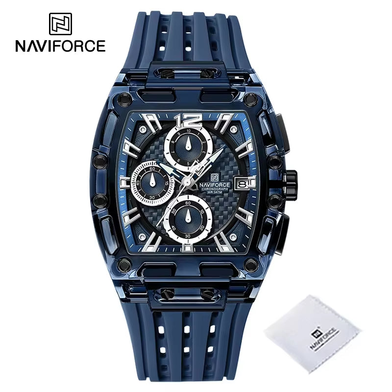 New  Men'S Quartz Multifunction Watches Fashion Sports Chronograph 5ATM Waterproof Silicone Band Casual Man Wrist Watch