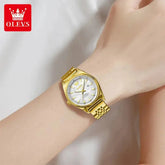 OLEVS New 3703 Watches Woman Elegant Quartz Watch Waterproof Luminous Stainless Steel Date Watches Woman Bracelet Gifts Box Khamik Shop Online