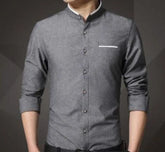 Mens Mandarin Collar Shirt Yellow Pandora
