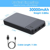 1Pc 30000mAh 20000mAh 1W MAh Fast Charging Power Bank With 1 USB Cable Pear Daisy