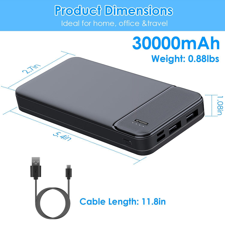 1Pc 30000mAh 20000mAh 1W MAh Fast Charging Power Bank With 1 USB Cable Pear Daisy
