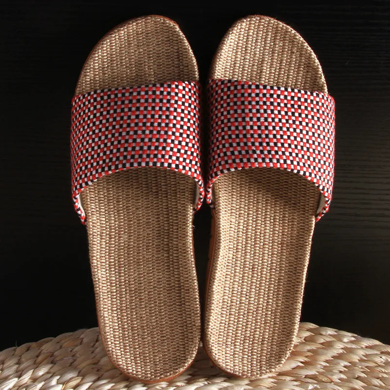 Mntrerm 2023 New Style Home Sandals Indoor Non-Slip Linen Slippers Men&