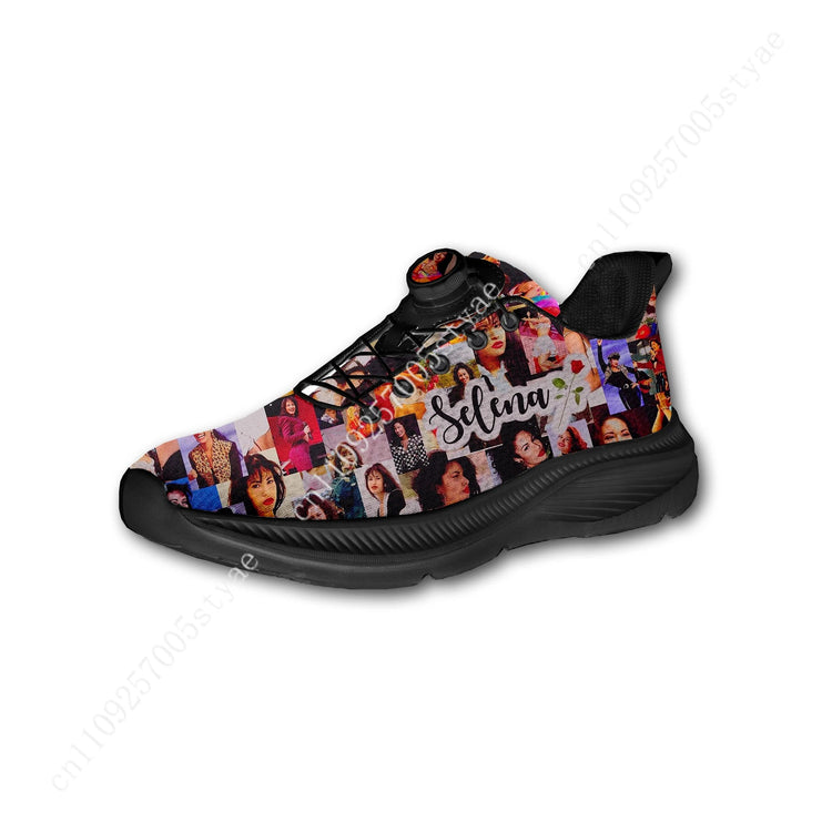 Selena Quintanilla Custom Walking Shoes Men Woman Rotating Button Without Laces Shoe Design Logo Lightweight Sneakers Unisex Khamik Shop Online