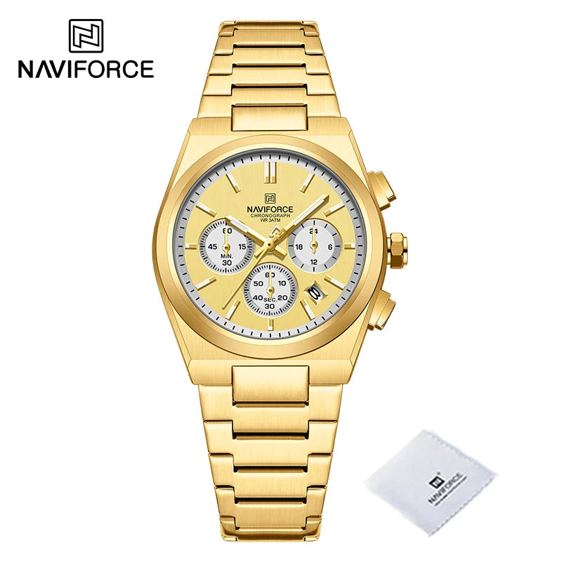 Trend Brand Stainless Steel Couple Watch Quartz Date Display Chronograph for Lovers Waterproof Fashion Wild Wristwatch