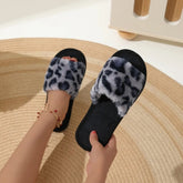 2025 Winter Warm Fluffy Furry Leopard Slippers Women Lightweight Flat Heels Fur Slides Couples Indoor Floor Comfortable Sandals Khamik Shop Online