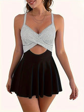 Swimsuit Woman Tankini Cross Front Tankini Top Adjustable Straps V Neckline High Waist Skirt Swim Tankini Set Modest Swimwear Khamik Shop Online