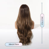 LOUIS FERRE Long Wavy Ombre Brown Wig with Bangs Synthetic Hair Wig Heat Resistant Daily Wear Office Party Cosplay Halloween Khamik Shop Online